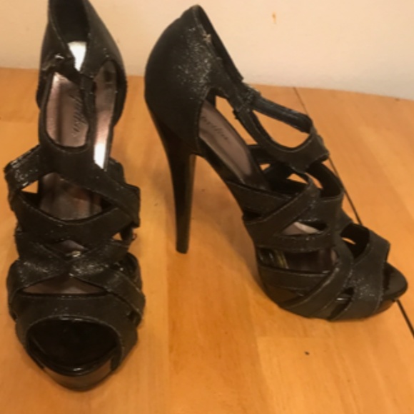 Peep Toe Black Prom, Club, Dance High Heels - Picture 1 of 1